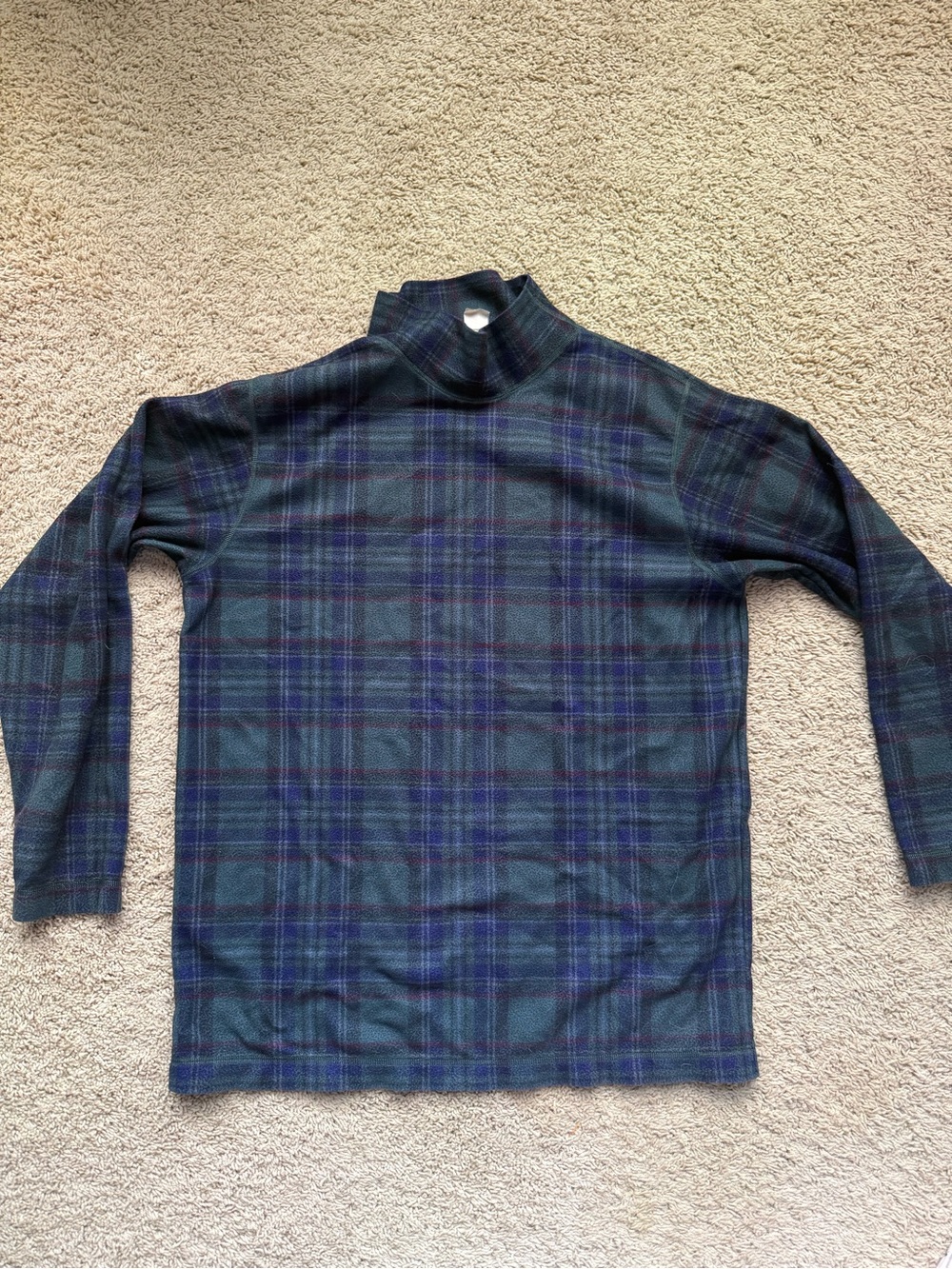 L.L. Bean Turtleneck Sweater in Navy and Green Plaid